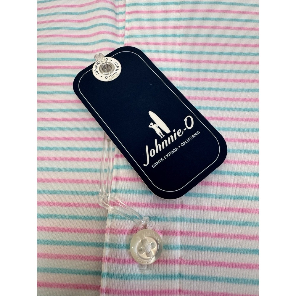 NWT johnnie-O VIK Striped Golf Performance Jersey Polo Shirt Porto Pink Mens XL - Picture 3 of 10